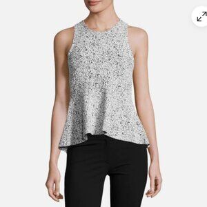 Theory Colisha Cream Black Lustrate Sleeveless Peplum Stretch - Size S